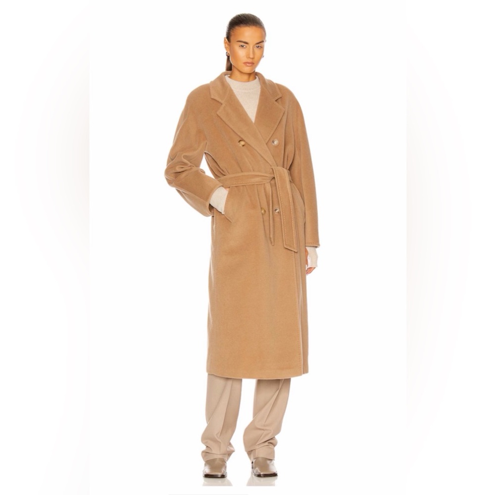 MaxMara Camel Double-Breasted Pea Coat